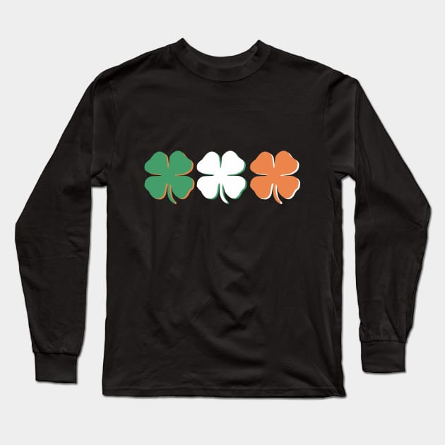 St. Patrick's Day Irish American Flag Shirt Shamrock Long Sleeve T-Shirt by Pannolinno